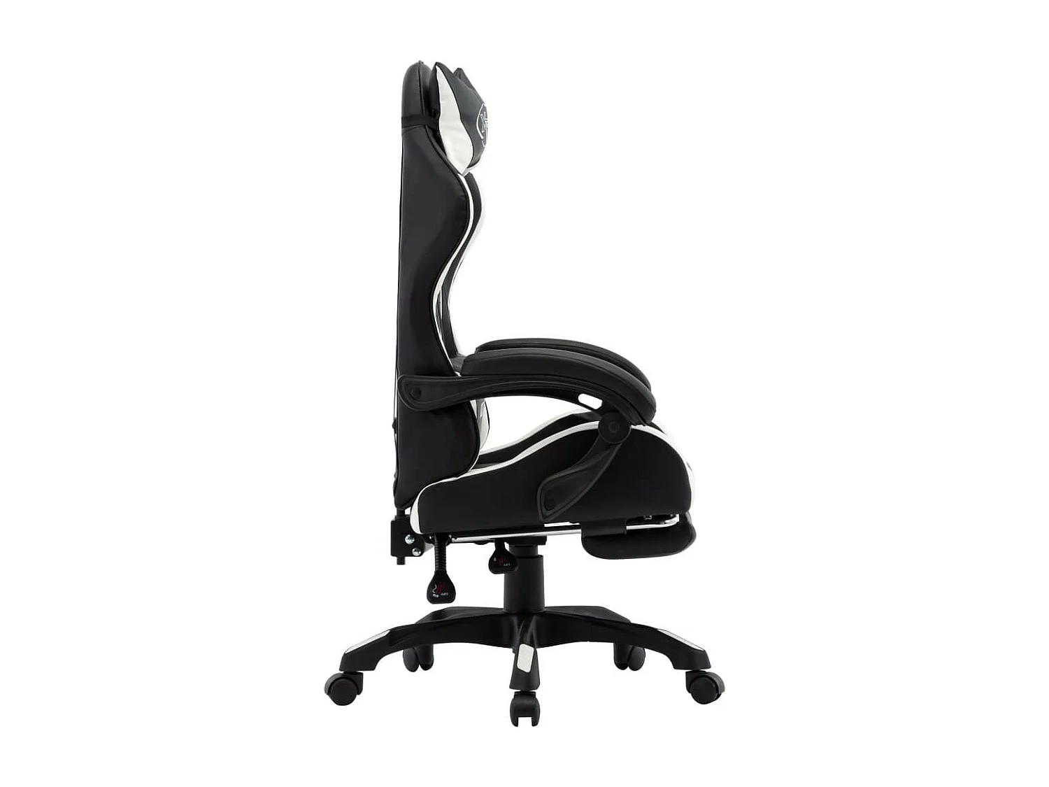 Fauteuil de jeux vidéo et repose-pied Blanc et noir Similicuir