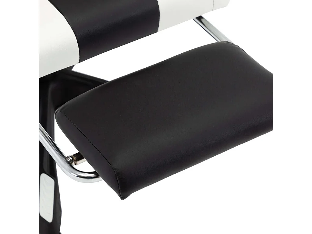 Fauteuil de jeux vidéo et repose-pied Blanc et noir Similicuir