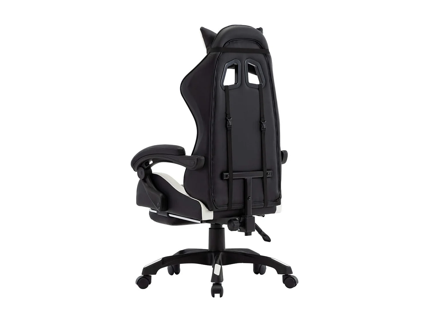 Fauteuil de jeux vidéo et repose-pied Blanc et noir Similicuir