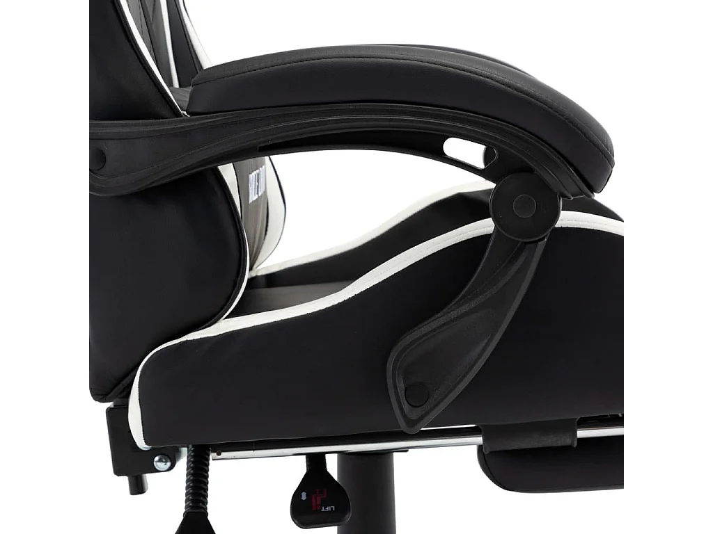 Fauteuil de jeux vidéo et repose-pied Blanc et noir Similicuir