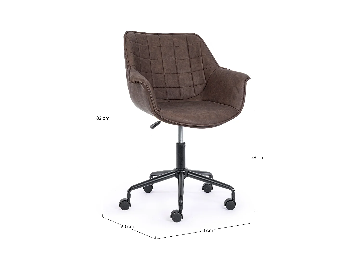 Chaise de bureau pivotante velours marron Josa