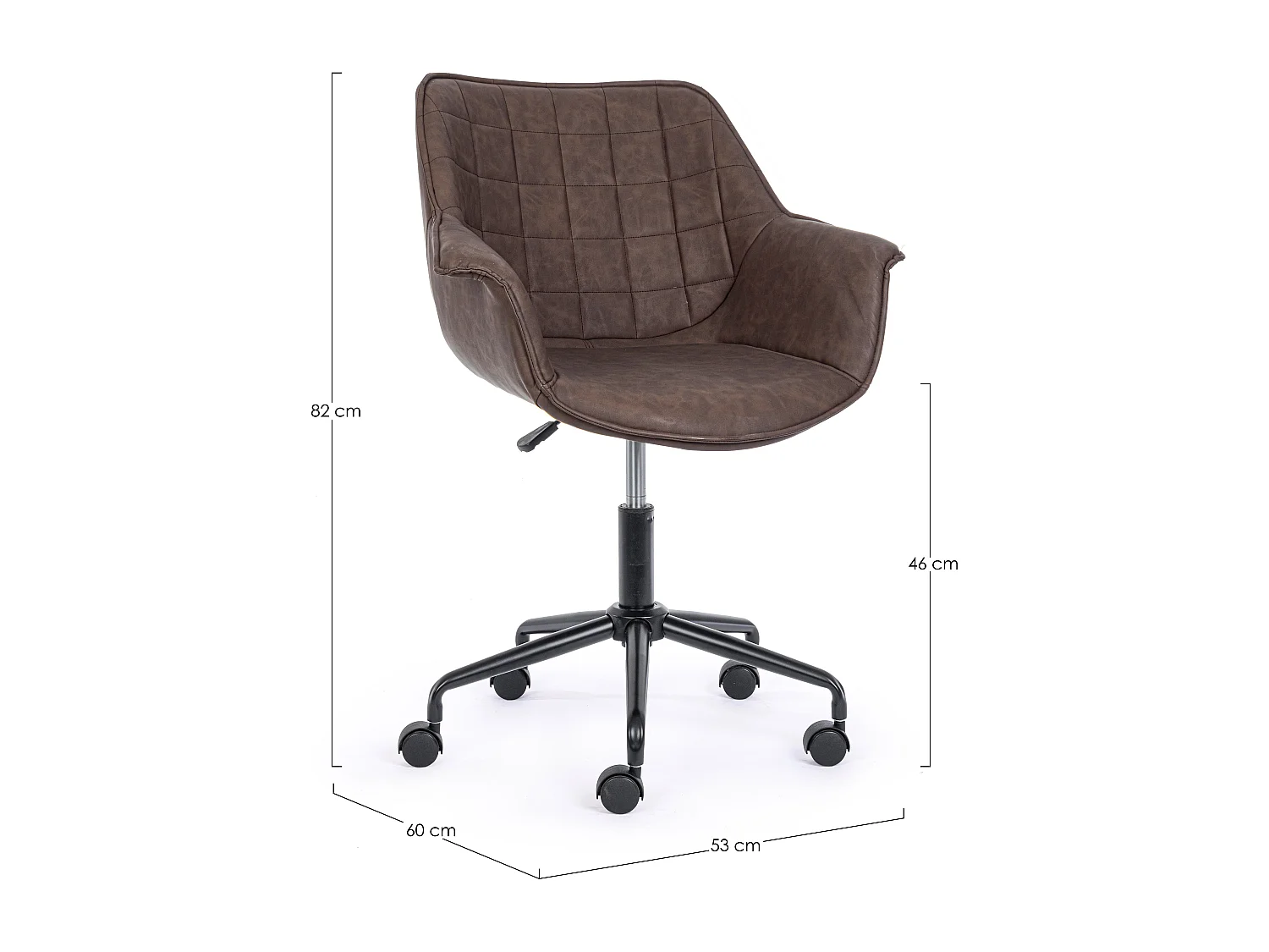 Chaise de bureau pivotante velours marron Josa