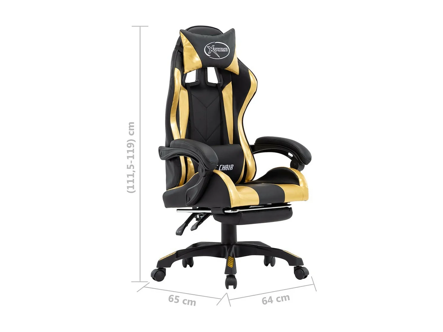 Fauteuil de jeux vidéo avec repose-pied Doré et noir Similicuir