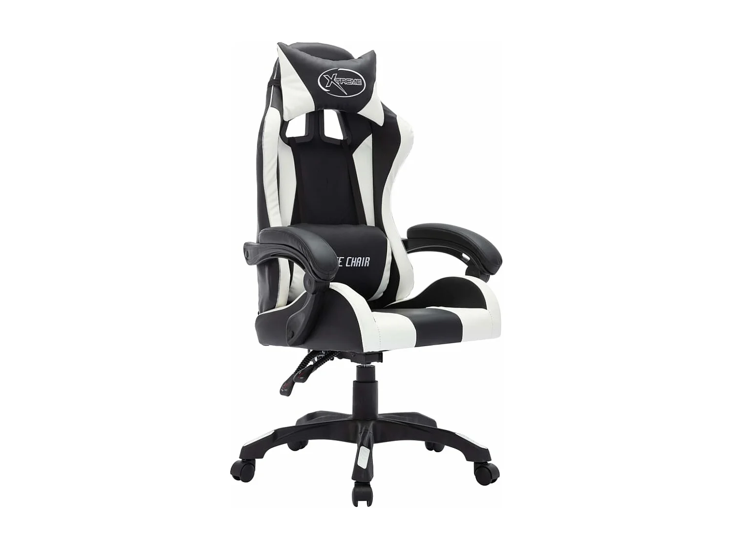 Fauteuil de jeux vidéo avec LED RVB Blanc et noir Similicuir