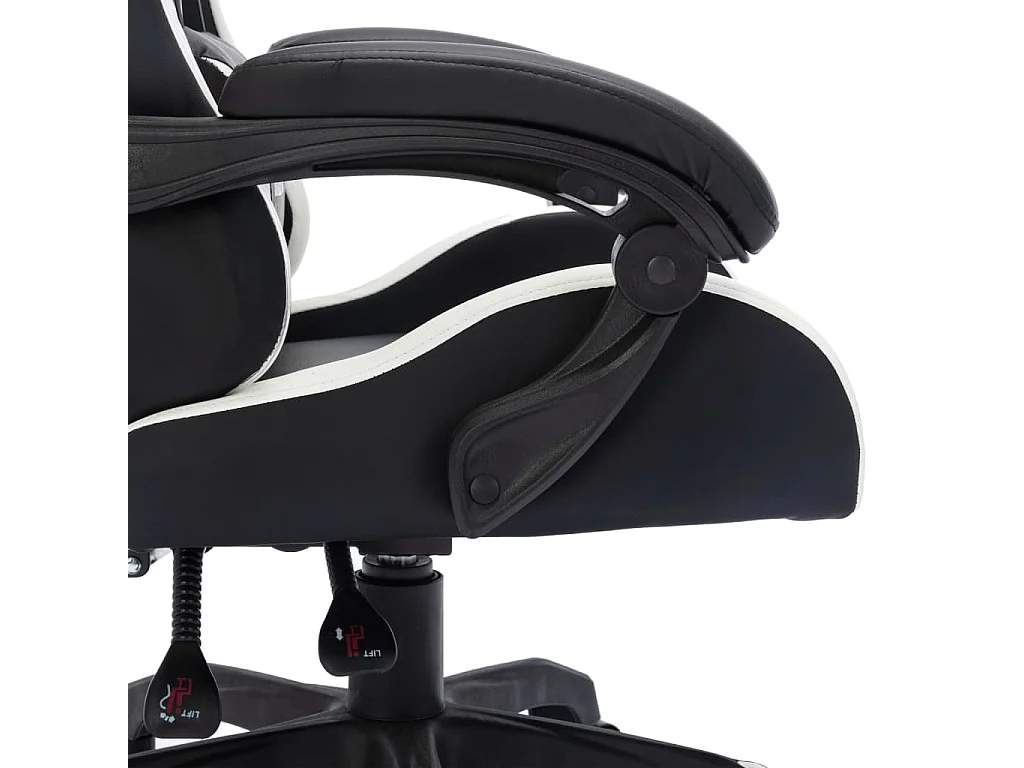 Fauteuil de jeux vidéo avec LED RVB Blanc et noir Similicuir