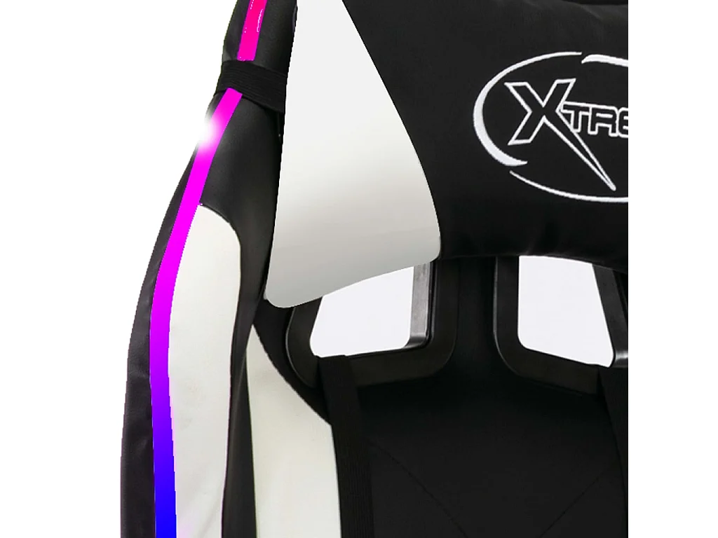 Fauteuil de jeux vidéo avec LED RVB Blanc et noir Similicuir
