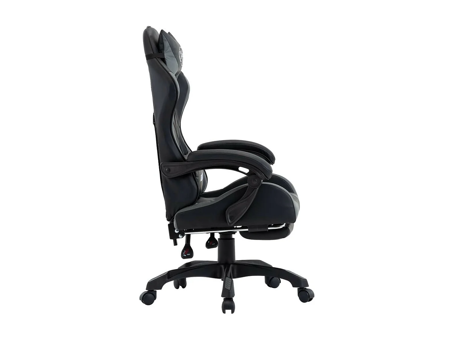 Fauteuil de jeux vidéo avec repose-pied Gris et noir Similicuir