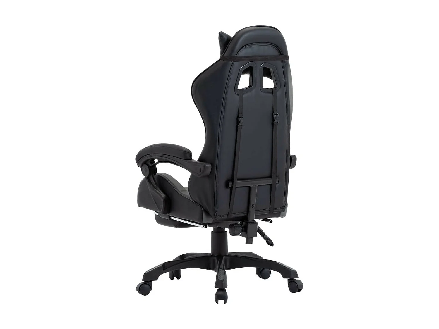 Fauteuil de jeux vidéo avec repose-pied Gris et noir Similicuir