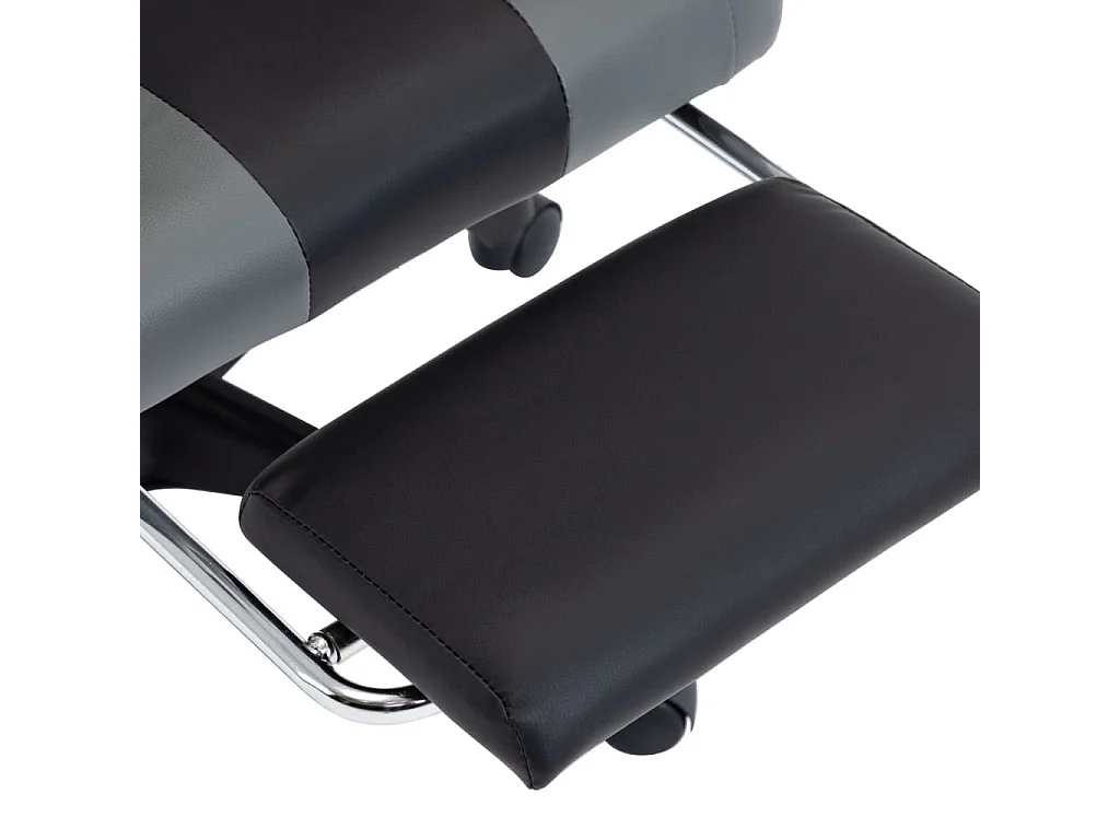 Fauteuil de jeux vidéo avec repose-pied Gris et noir Similicuir