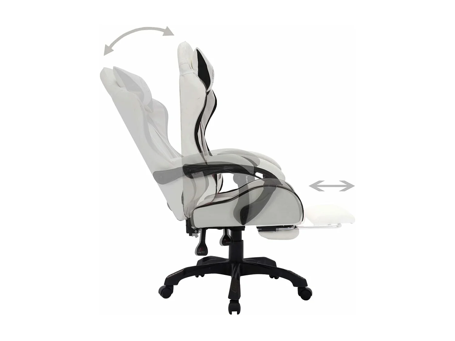 Fauteuil de jeux vidéo avec LED RVB Noir et blanc Similicuir