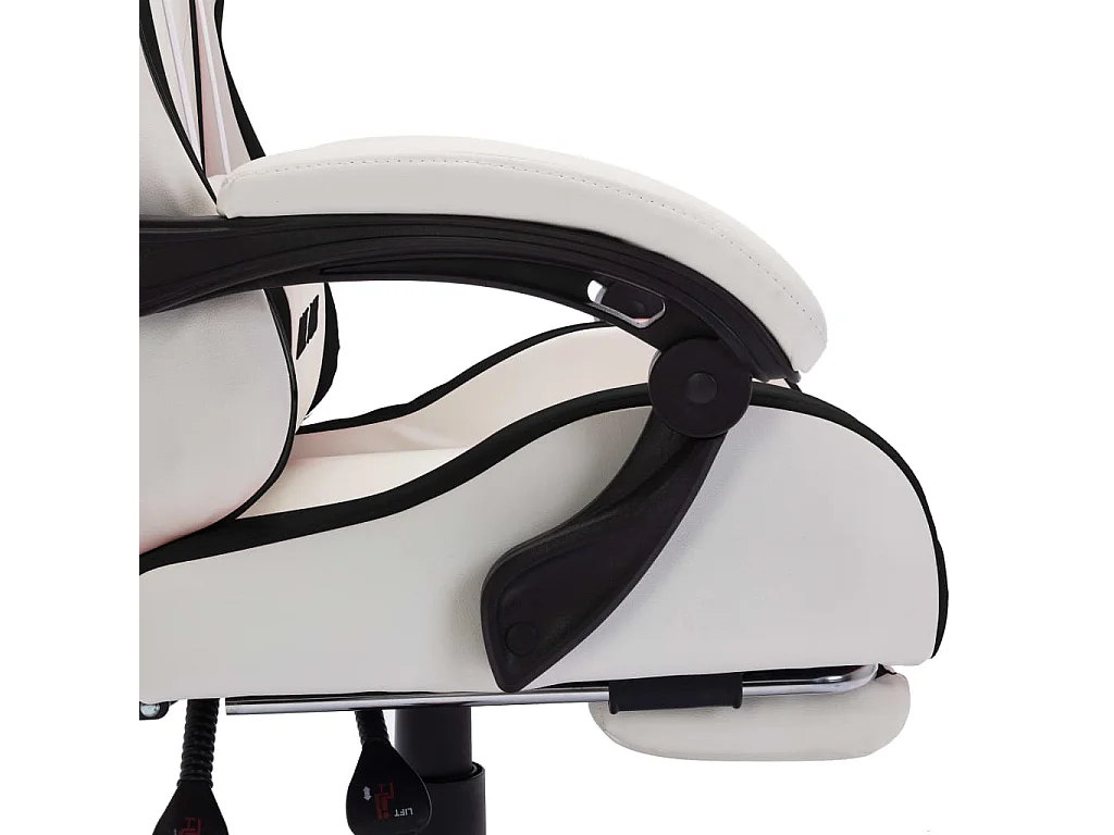 Fauteuil de jeux vidéo avec LED RVB Noir et blanc Similicuir