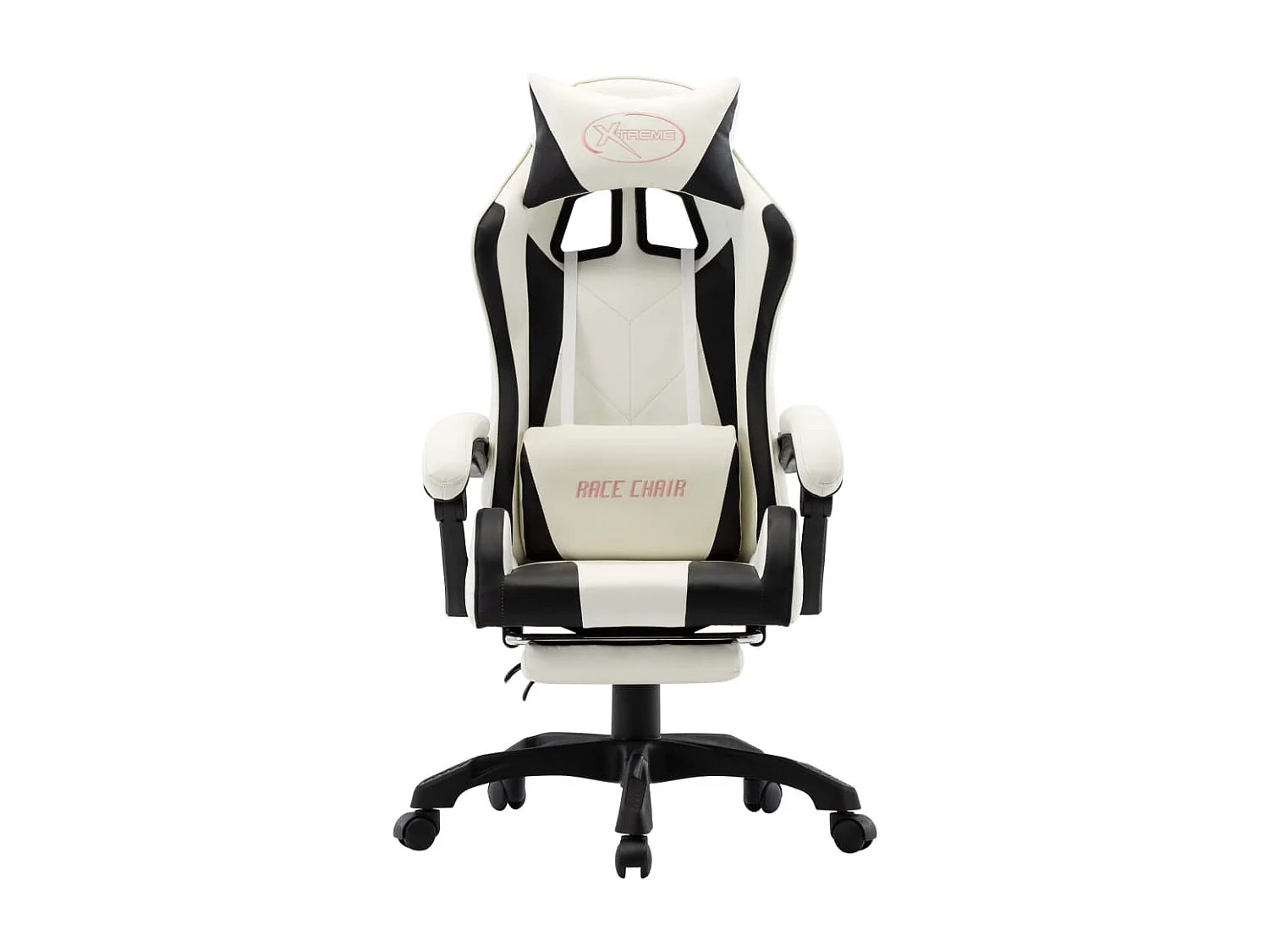 Fauteuil de jeux vidéo et repose-pied Noir et blanc Similicuir