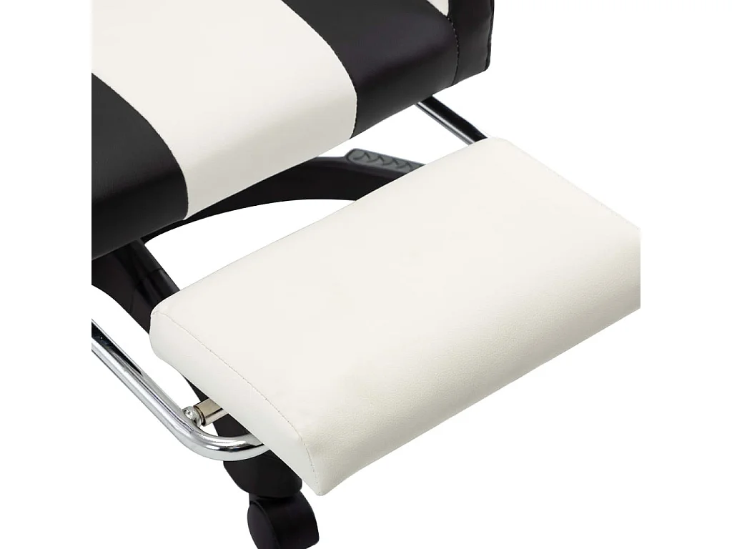 Fauteuil de jeux vidéo et repose-pied Noir et blanc Similicuir