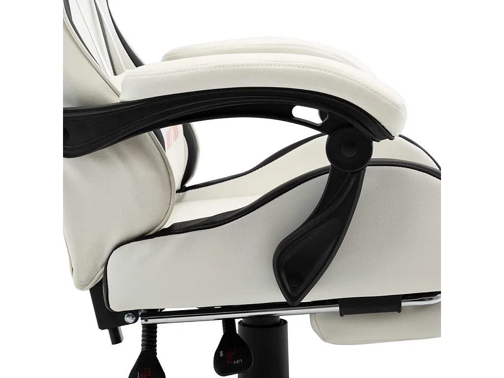 Fauteuil de jeux vidéo et repose-pied Noir et blanc Similicuir