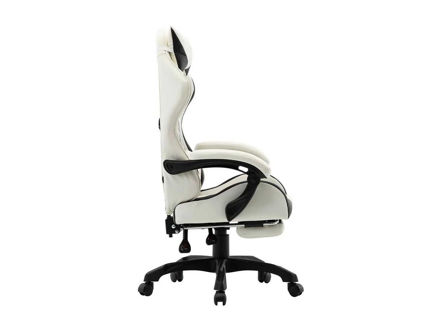 Fauteuil de jeux vidéo et repose-pied Noir et blanc Similicuir
