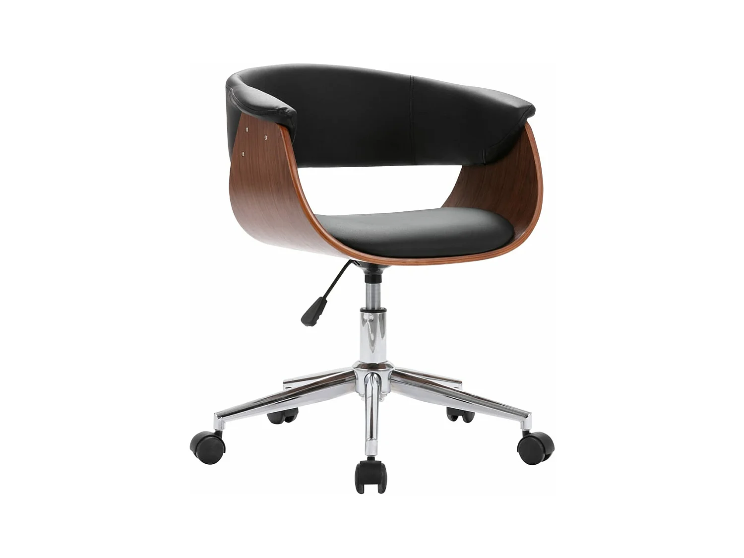 Chaise pivotante de bureau Noir Bois courbé et similicuir 2