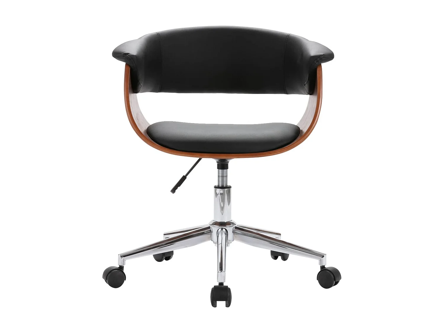 Chaise pivotante de bureau Noir Bois courbé et similicuir 2