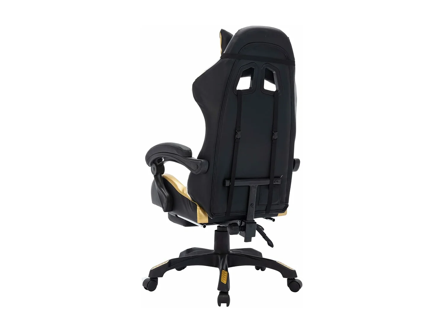 Fauteuil de jeux vidéo avec LED RVB Doré et noir Similicuir 2