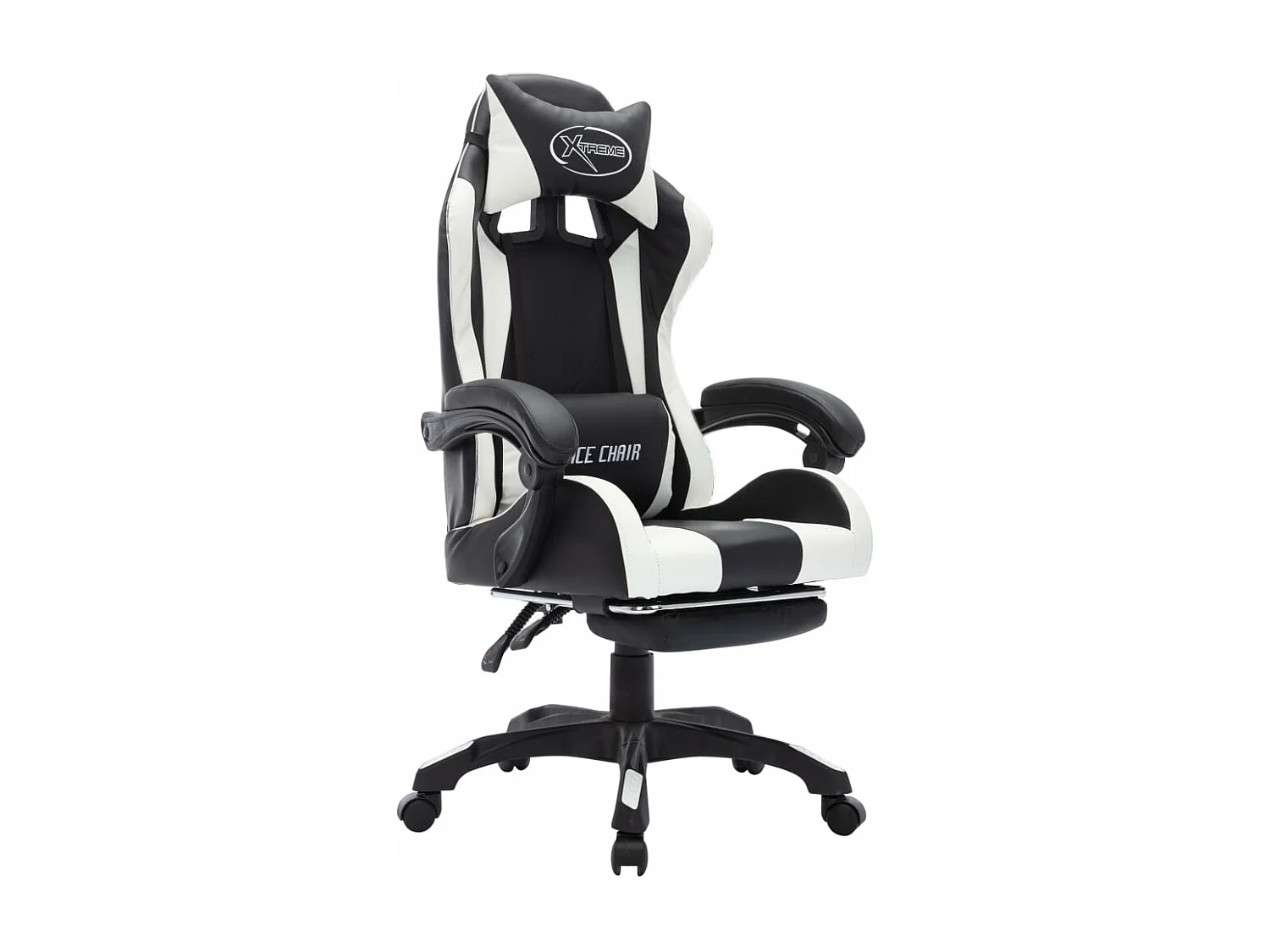 Fauteuil de jeux vidéo avec LED RVB Blanc et noir Similicuir 2