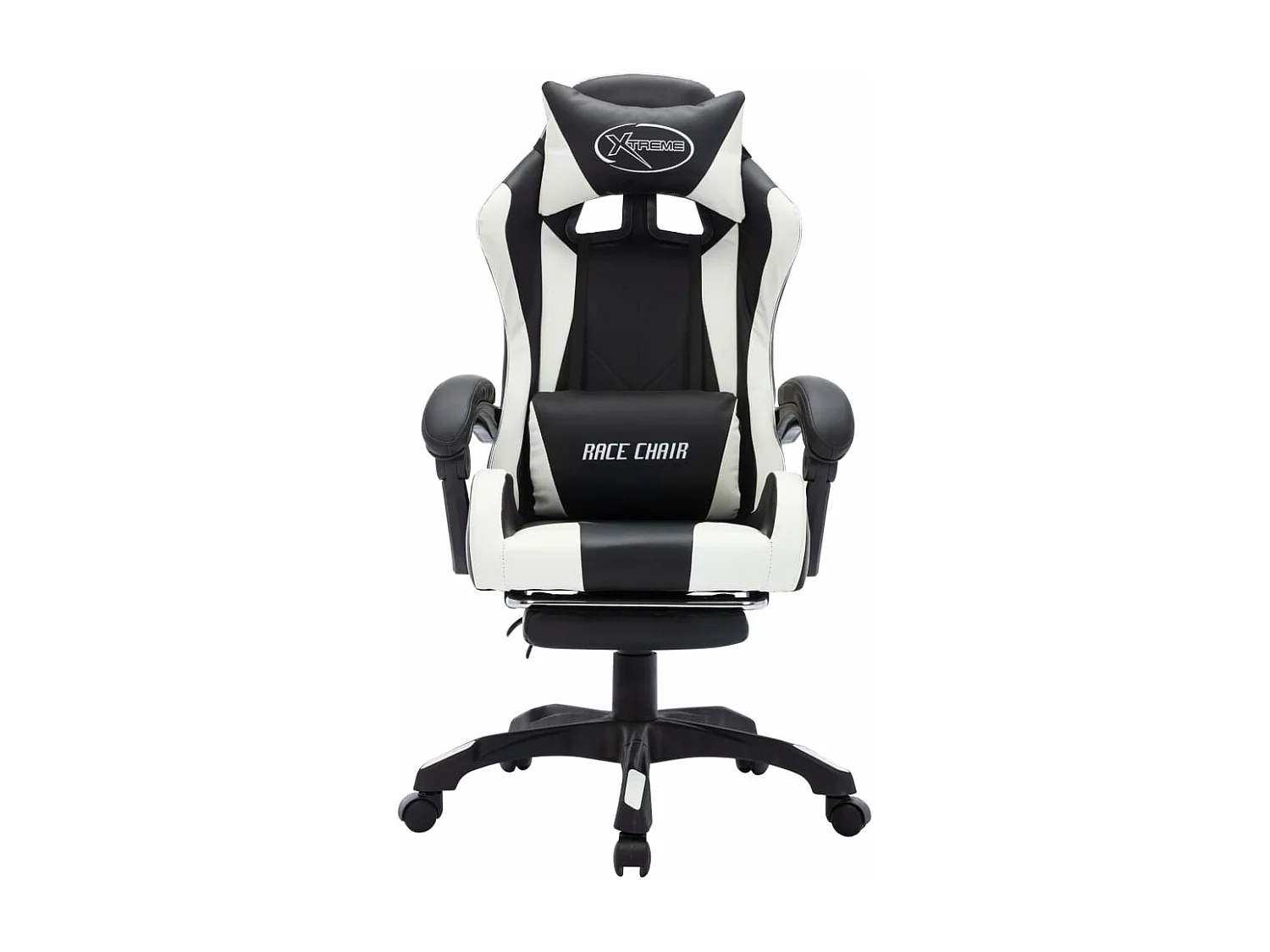 Fauteuil de jeux vidéo avec LED RVB Blanc et noir Similicuir 2