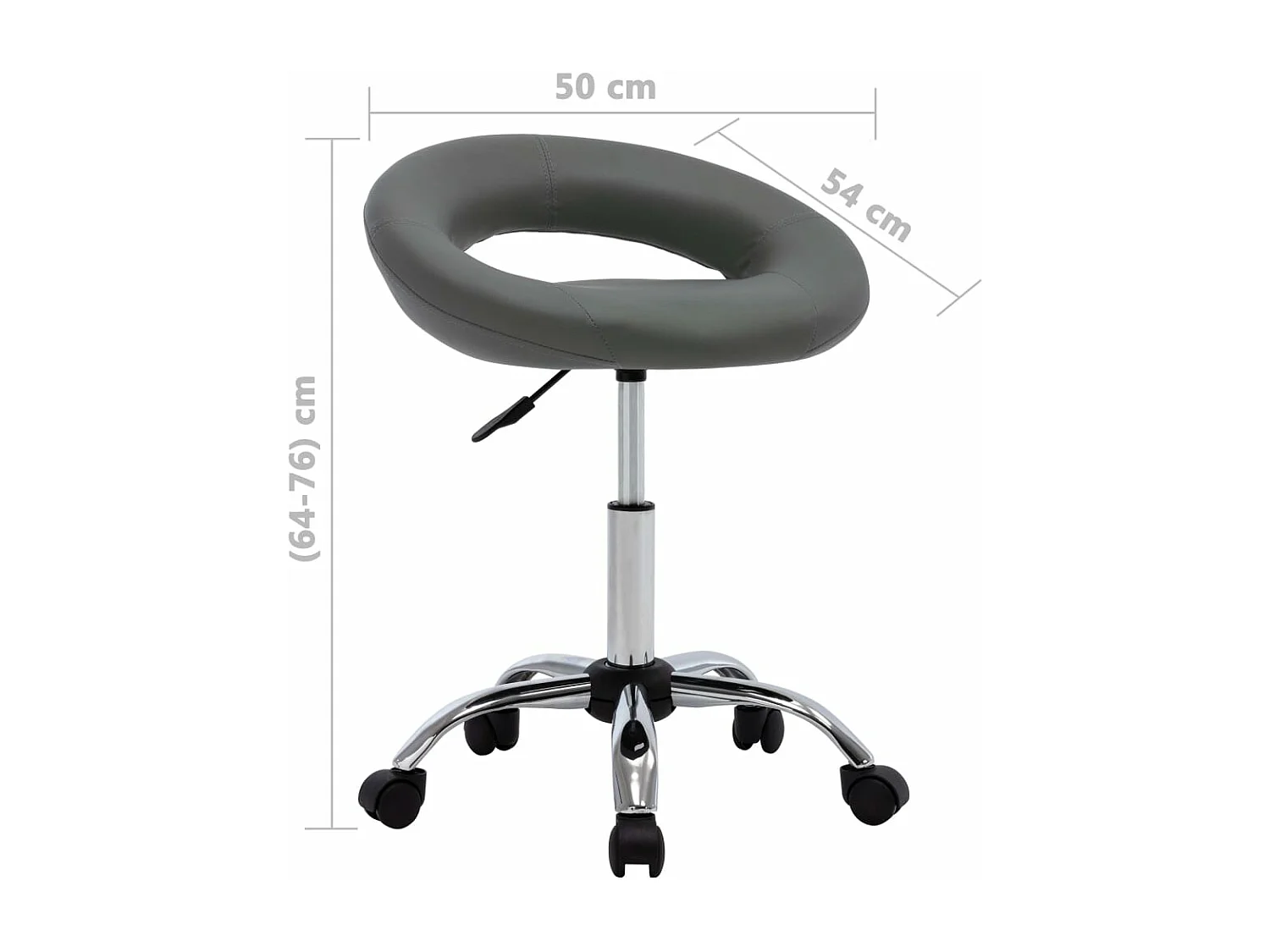 Chaise de travail roulante Gris Similicuir