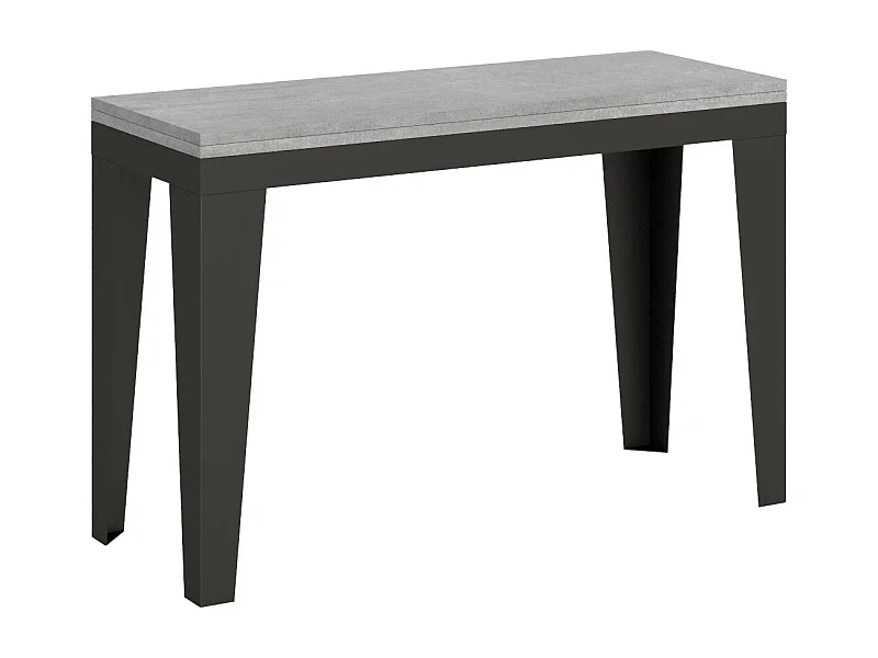 Console extensible double plateau Klamer-Couleur Gris ciment-Largeur 120 cm