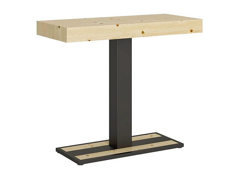 Console extensible sapin massif et pieds acier anthracite 40 à 190cm Mimo-Version premium