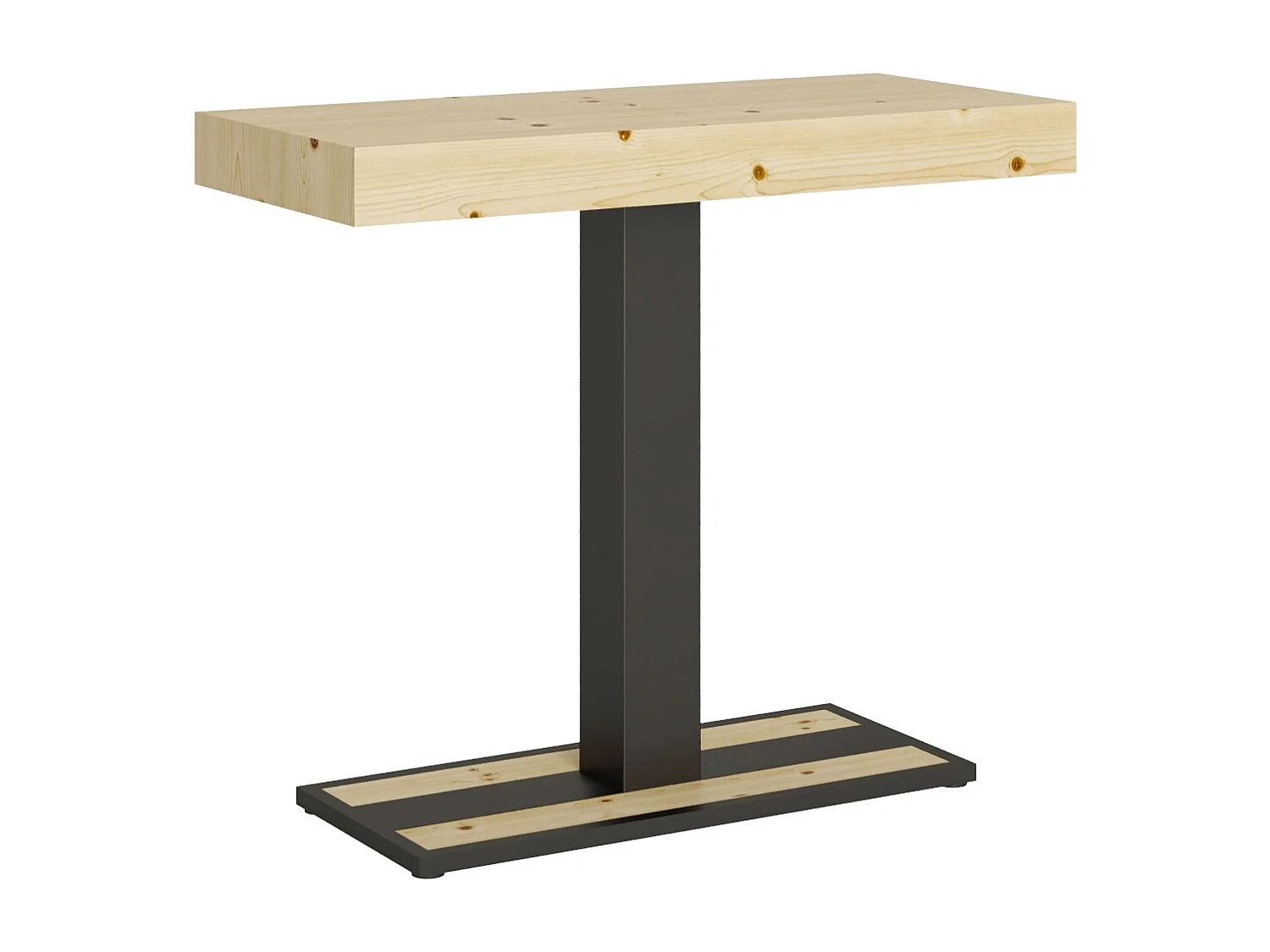 Console extensible sapin massif et pieds acier anthracite 40 à 190cm Mimo-Version premium