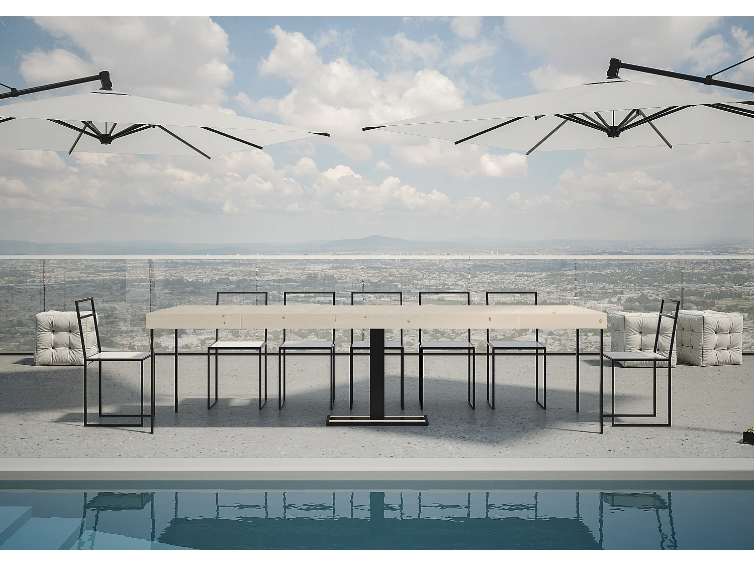 Console extensible sapin massif et pieds acier anthracite 40 à 190cm Mimo-Version premium