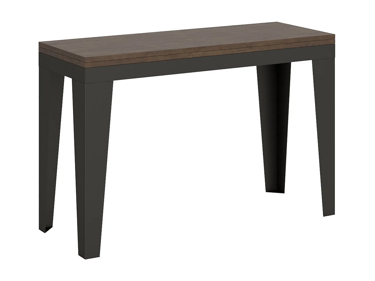Console extensible double plateau Klamer-Couleur Marron-Largeur 200 cm