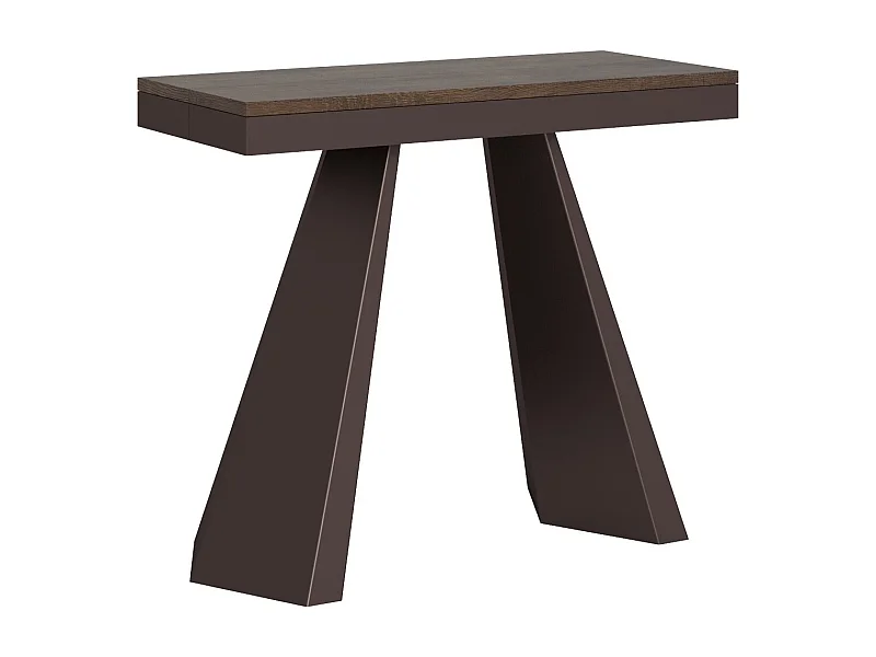 Console extensible design bois et acier marron Elegancia-Couleur Marron