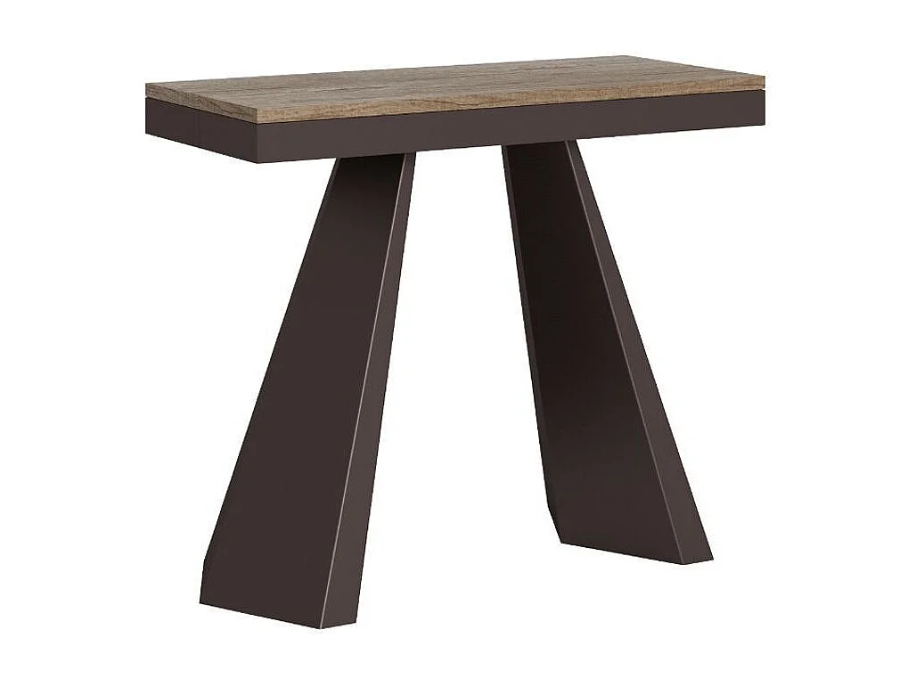 Console extensible design bois et acier marron Elegancia-Couleur Marron