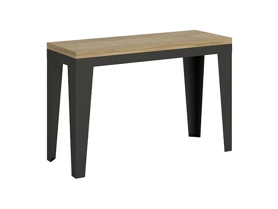 Console extensible double plateau Klamer-Couleur Marron-Largeur 120 cm