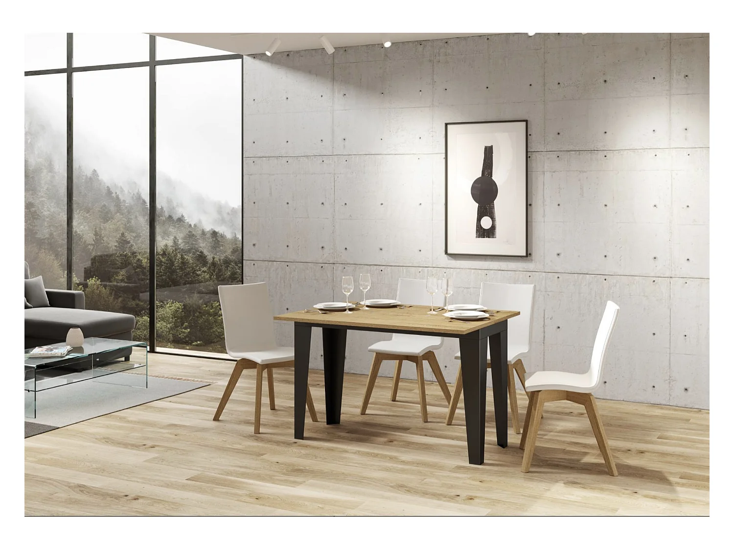 Console extensible double plateau Klamer-Couleur Marron-Largeur 120 cm