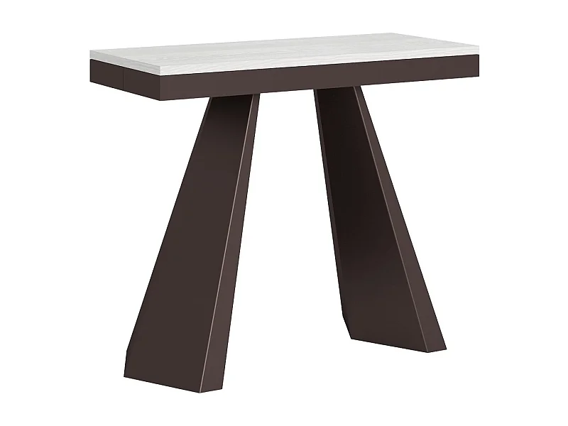 Console extensible design bois et acier marron Elegancia-Couleur Blanc