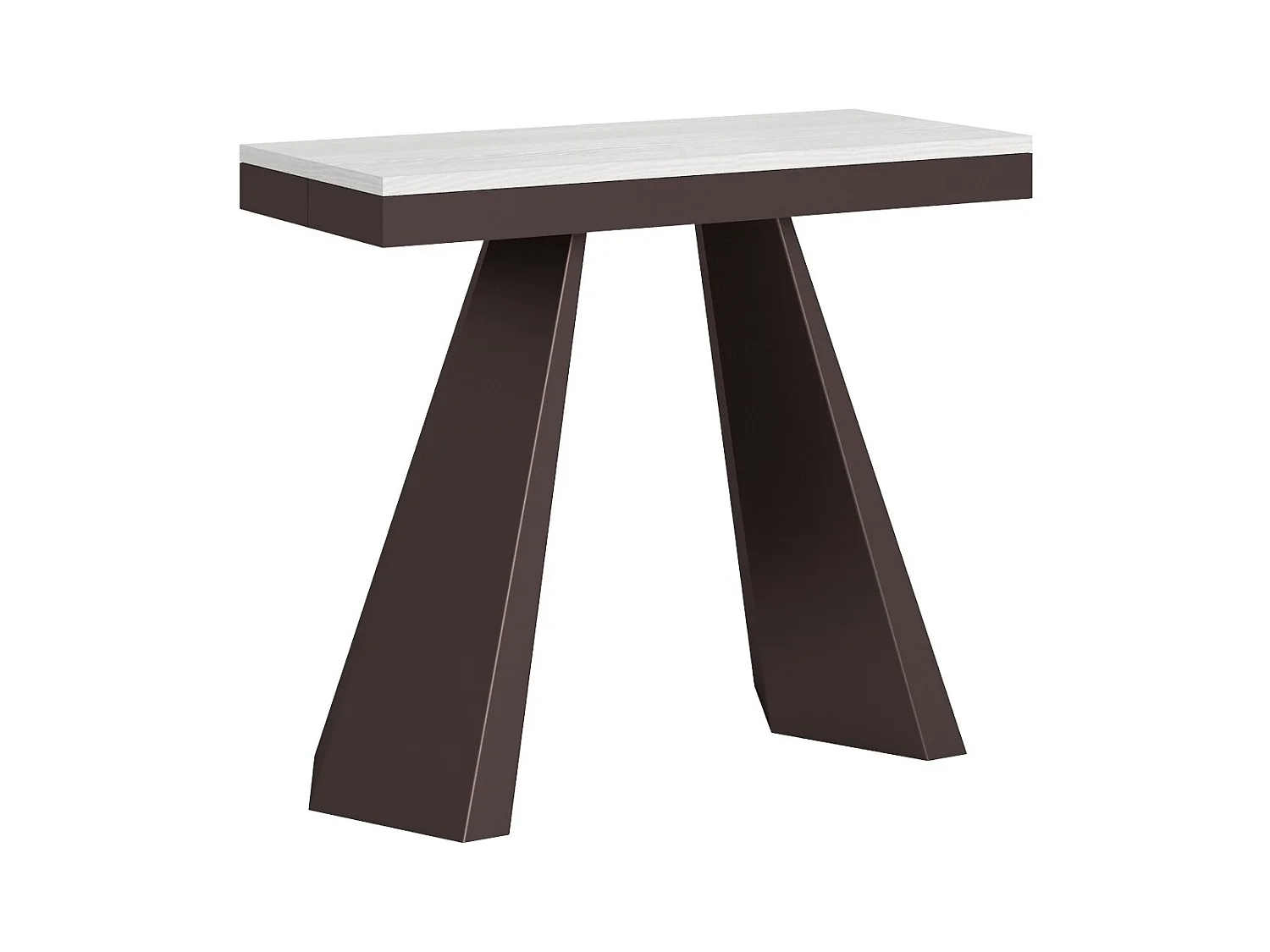 Console extensible design bois et acier marron Elegancia-Couleur Blanc