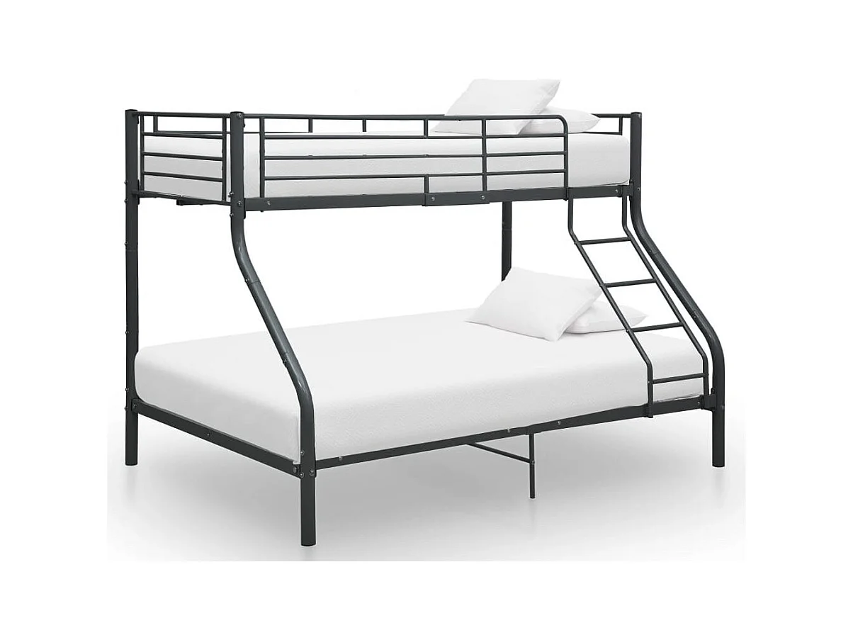 Stapelbedframe metaal zwart 140x200 cm/90x200 cm