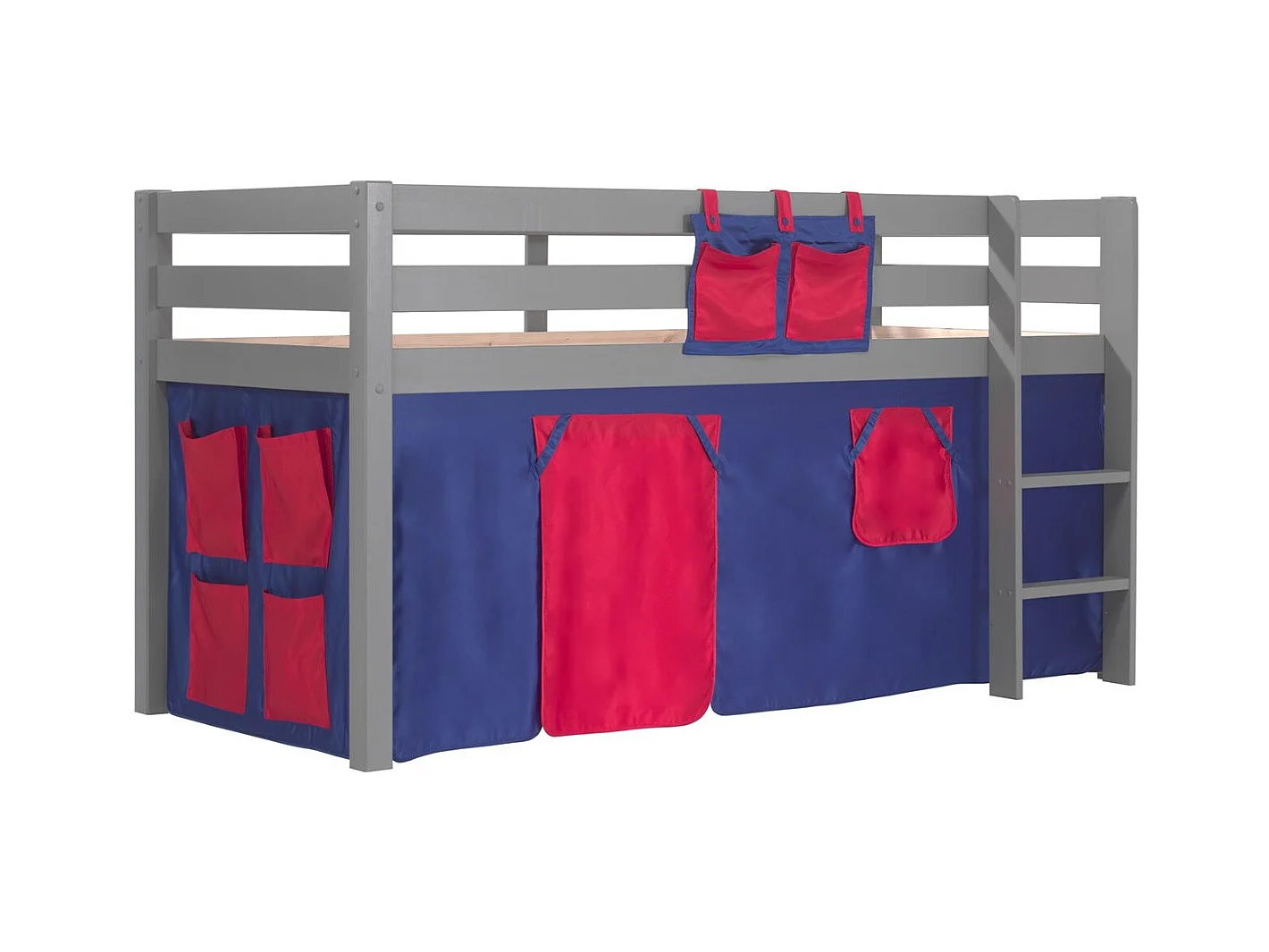 Lit Enfant Surélevé "Pino Domino" 90x200cm Gris