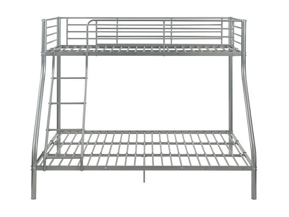 Lit superposé 3 places 2+1 métal sommier inclus 90 et 140x190 Vito-Couleur Gris