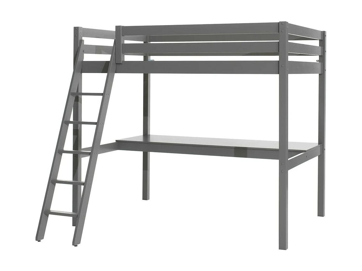 Pack - Lit Mezzanine Enfant & Lit Simple "Pino" Gris