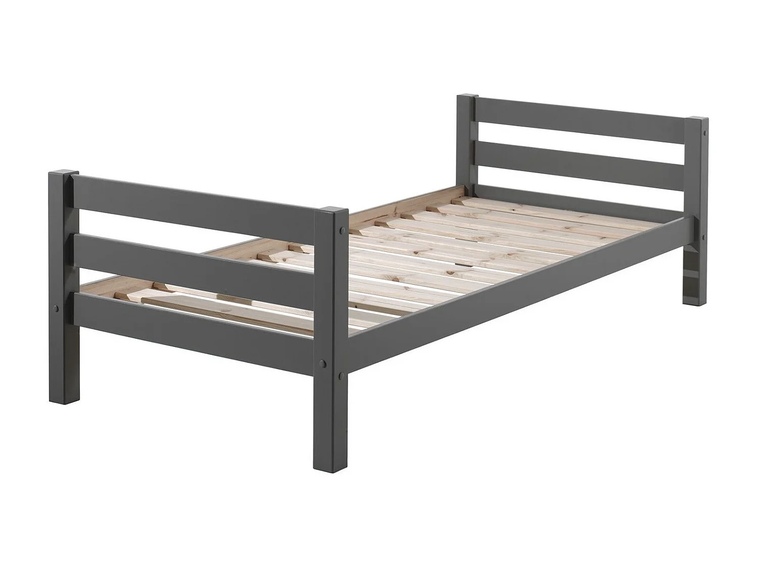 Pack - Lit Mezzanine Enfant & Lit Simple "Pino" Gris