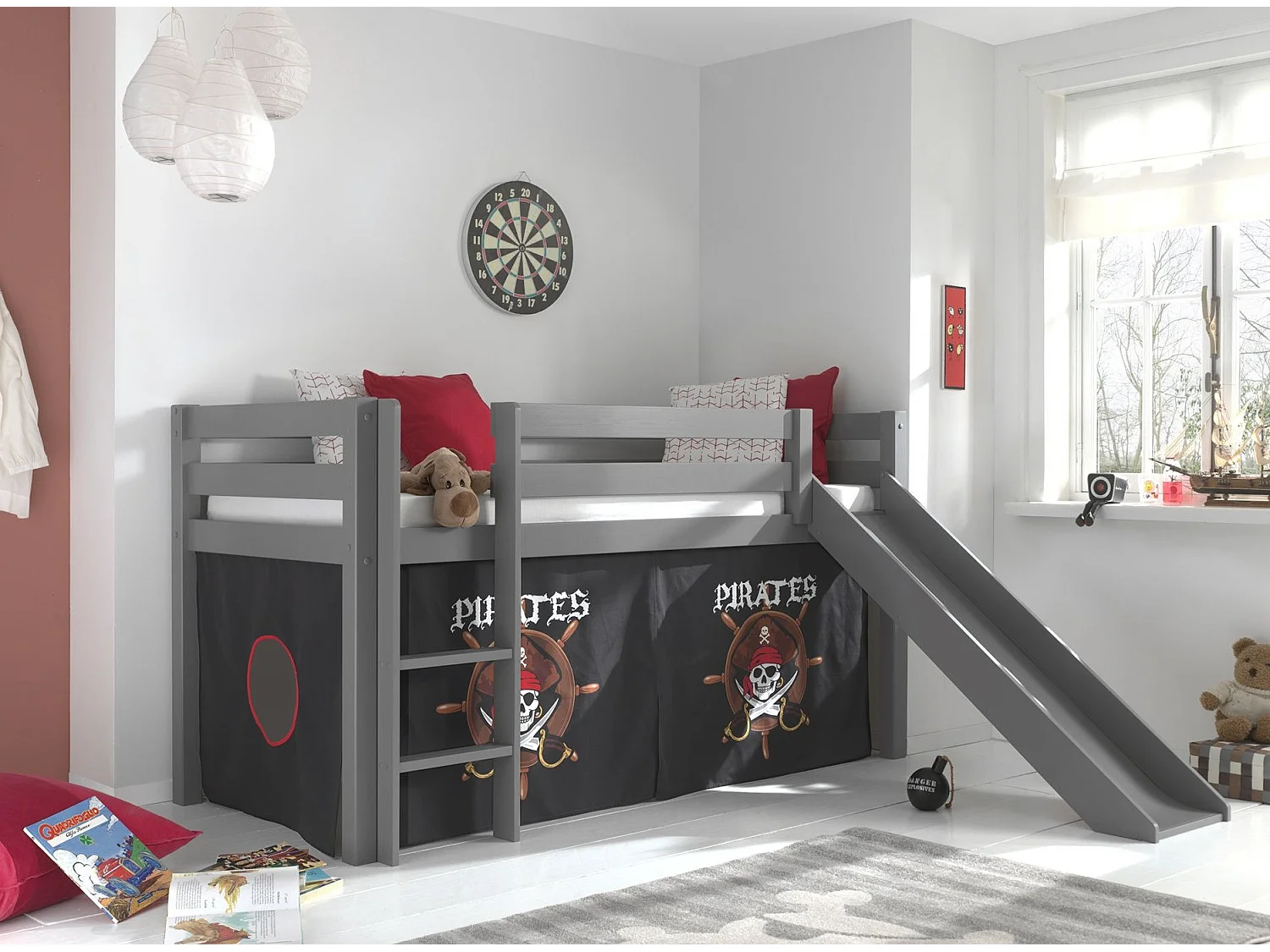 Pack - Lit Enfant Toboggan & Tente "Pino Pirates II"  Gris