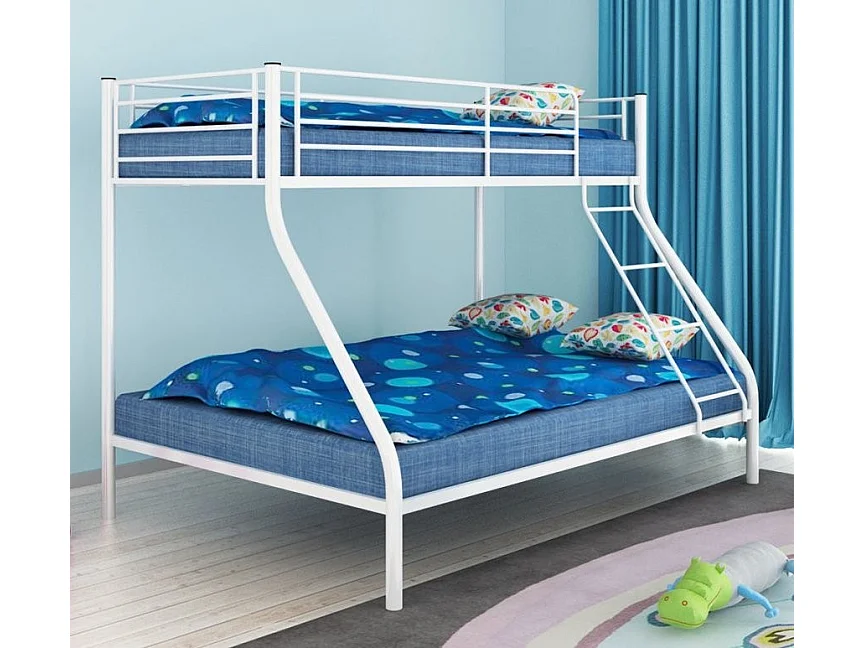 Lit superposé métal laqué blanc Jazz 90 et 140cm
