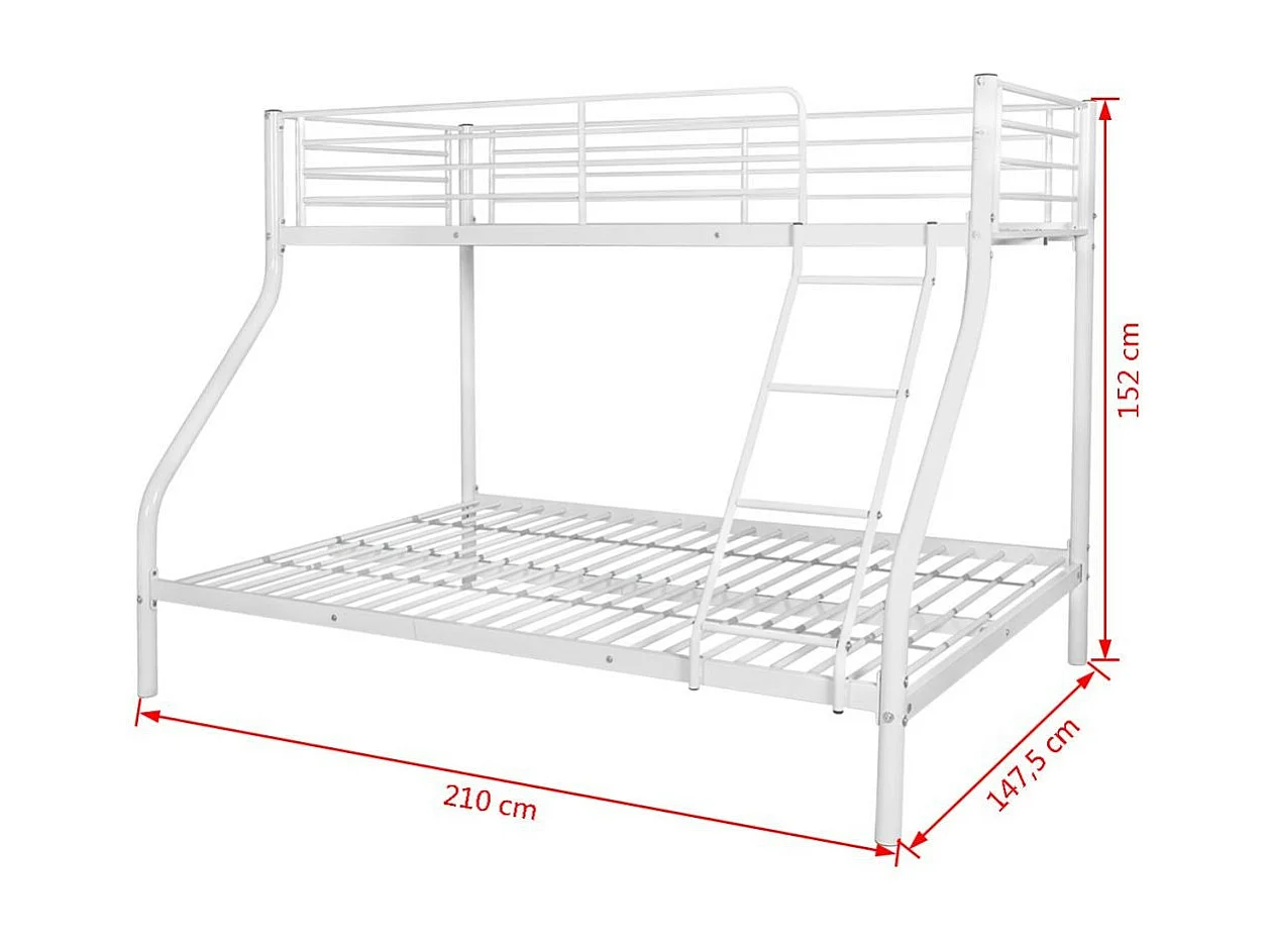 Lit superposé métal laqué blanc Jazz 90 et 140cm