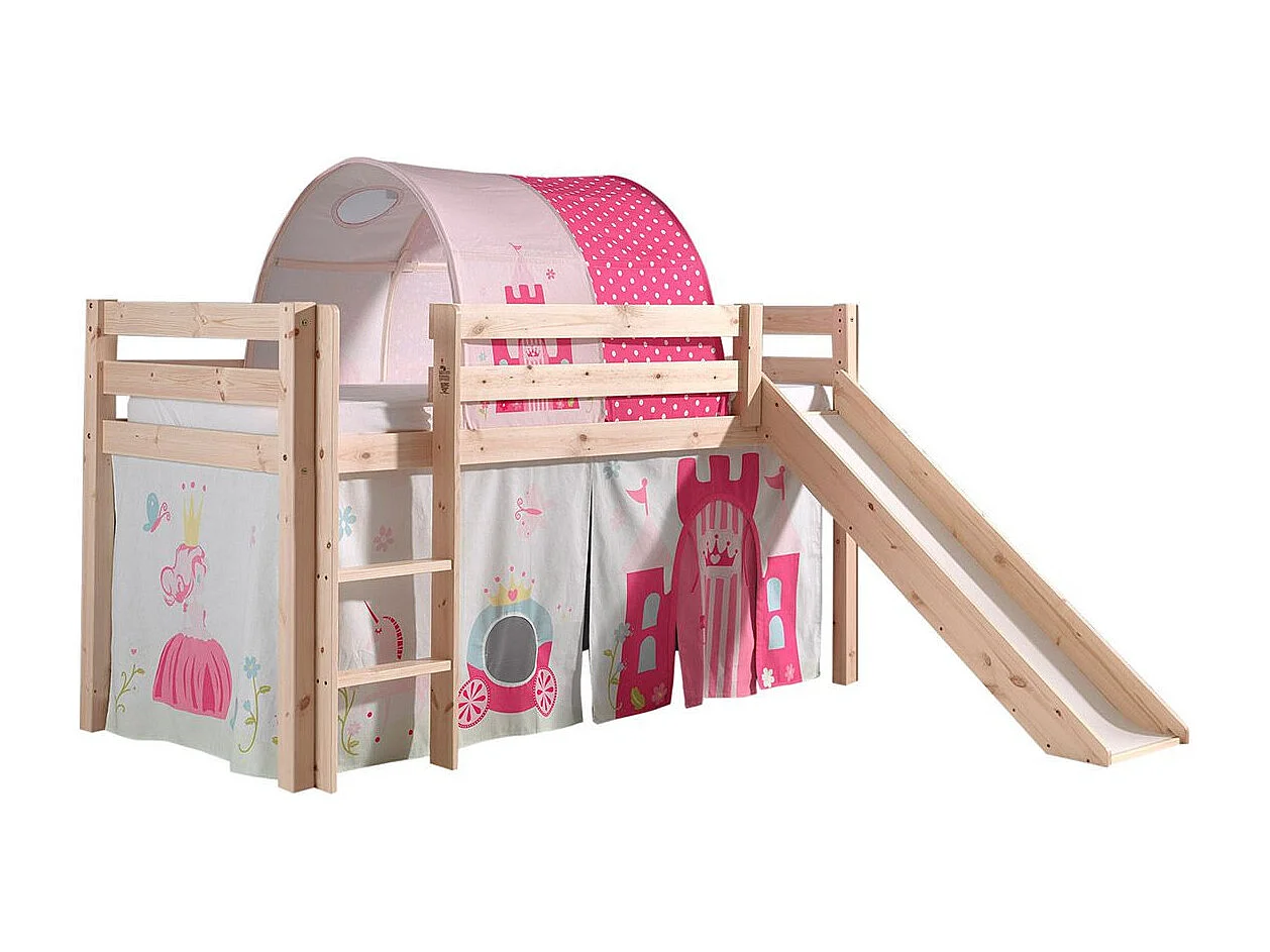 Pack - Lit Enfant, Toboggan, Tente & Tunnel "Pino Princesse" Naturel