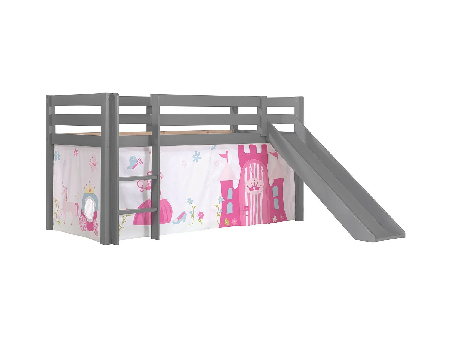 Pack - Lit Enfant Toboggan & Tente "Pino Princesse" Gris