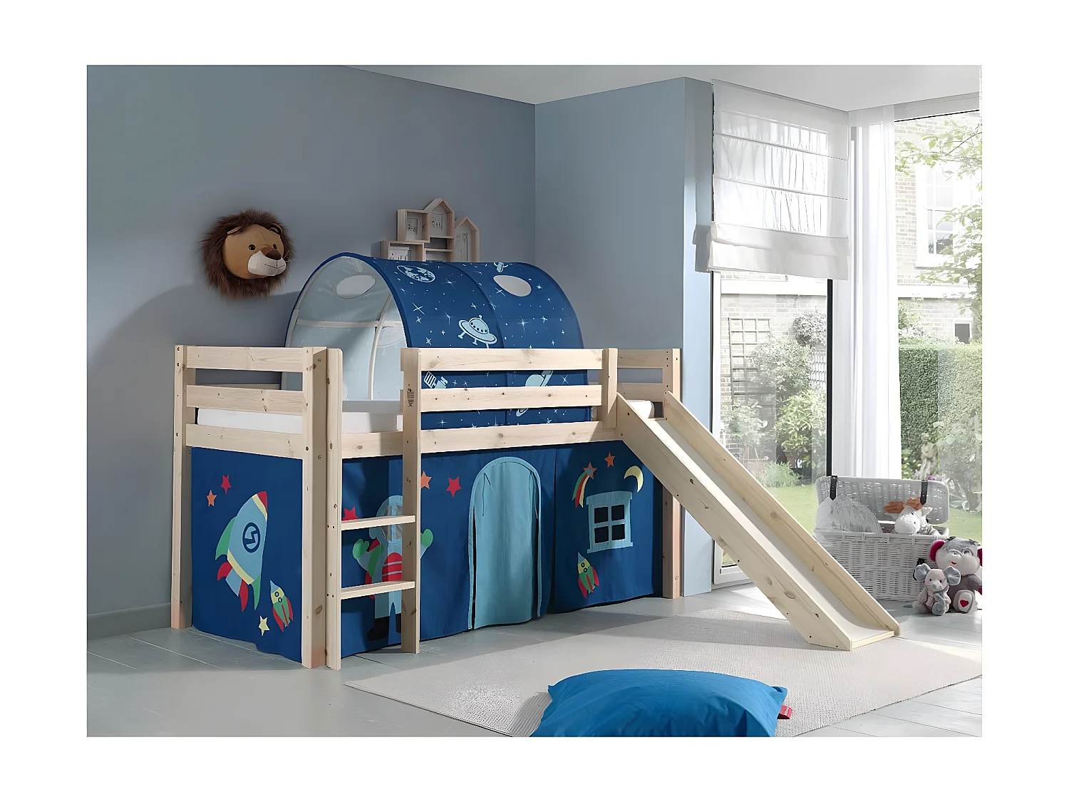 Pack - Lit Enfant, Toboggan, Tente & Tunnel "Pino Astronaute II" Naturel