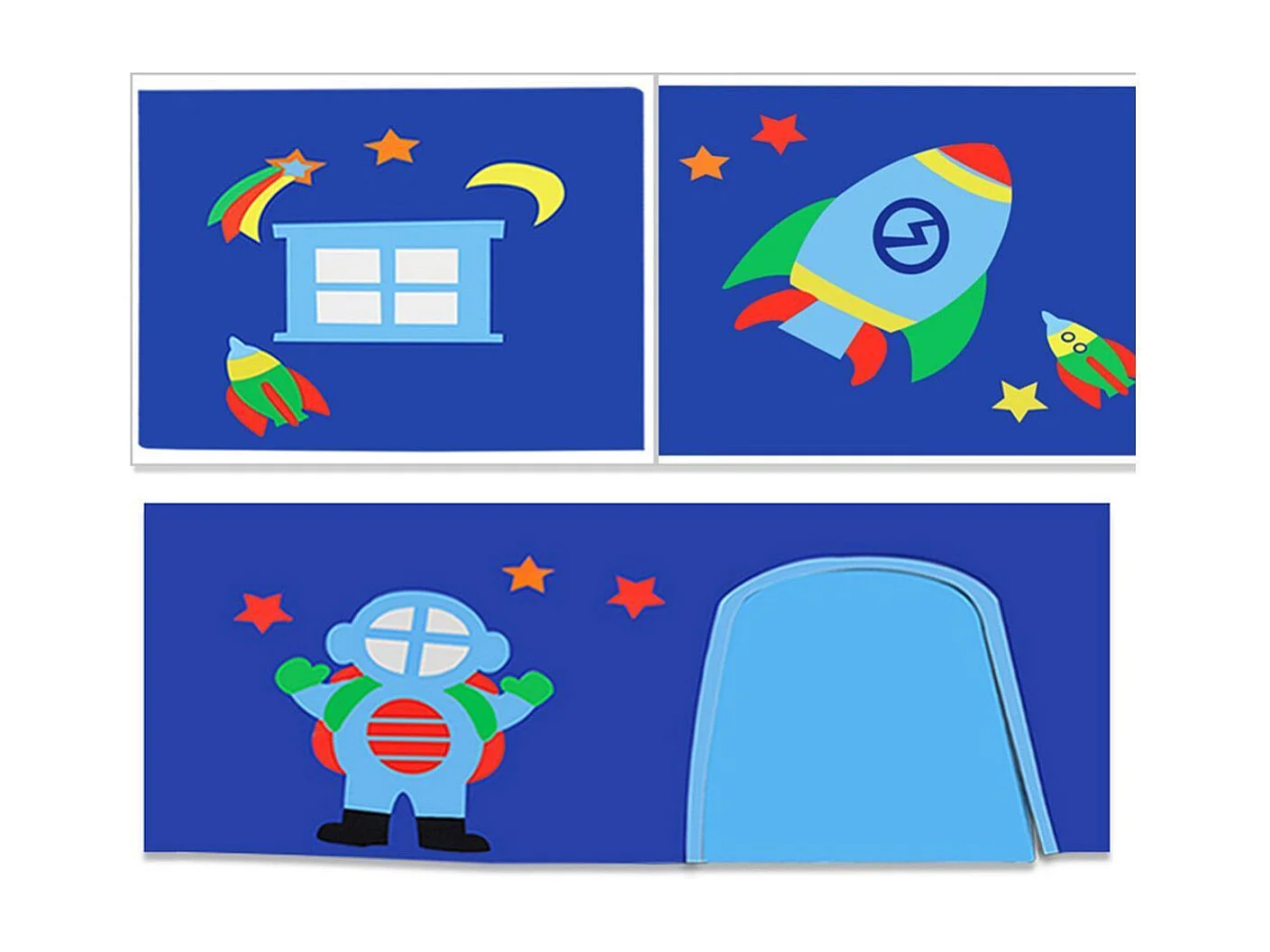 Pack - Lit Enfant, Toboggan, Tente & Tunnel "Pino Astronaute II" Naturel