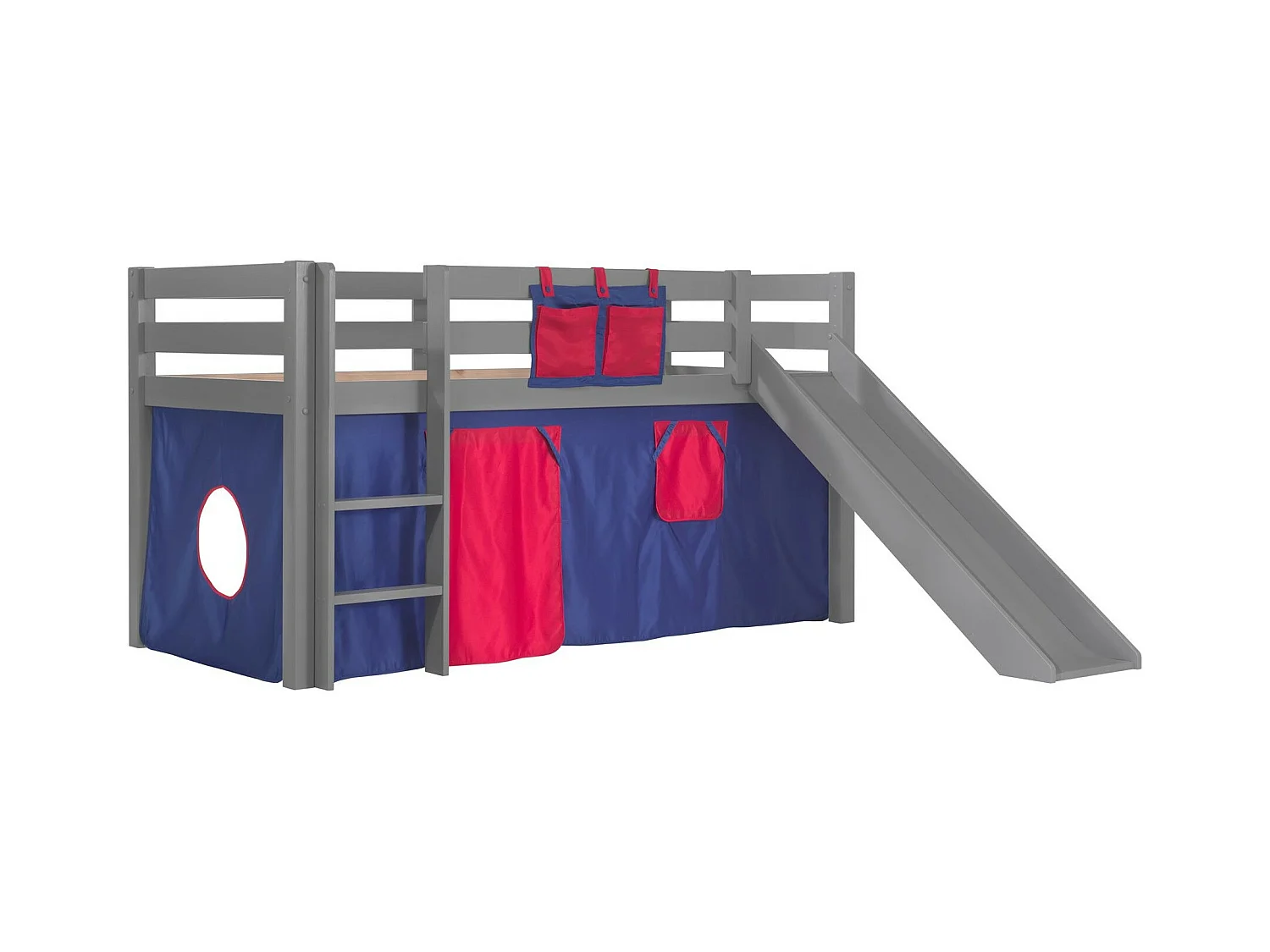 Pack - Lit Enfant Toboggan & Tente "Pino Rouge" Gris