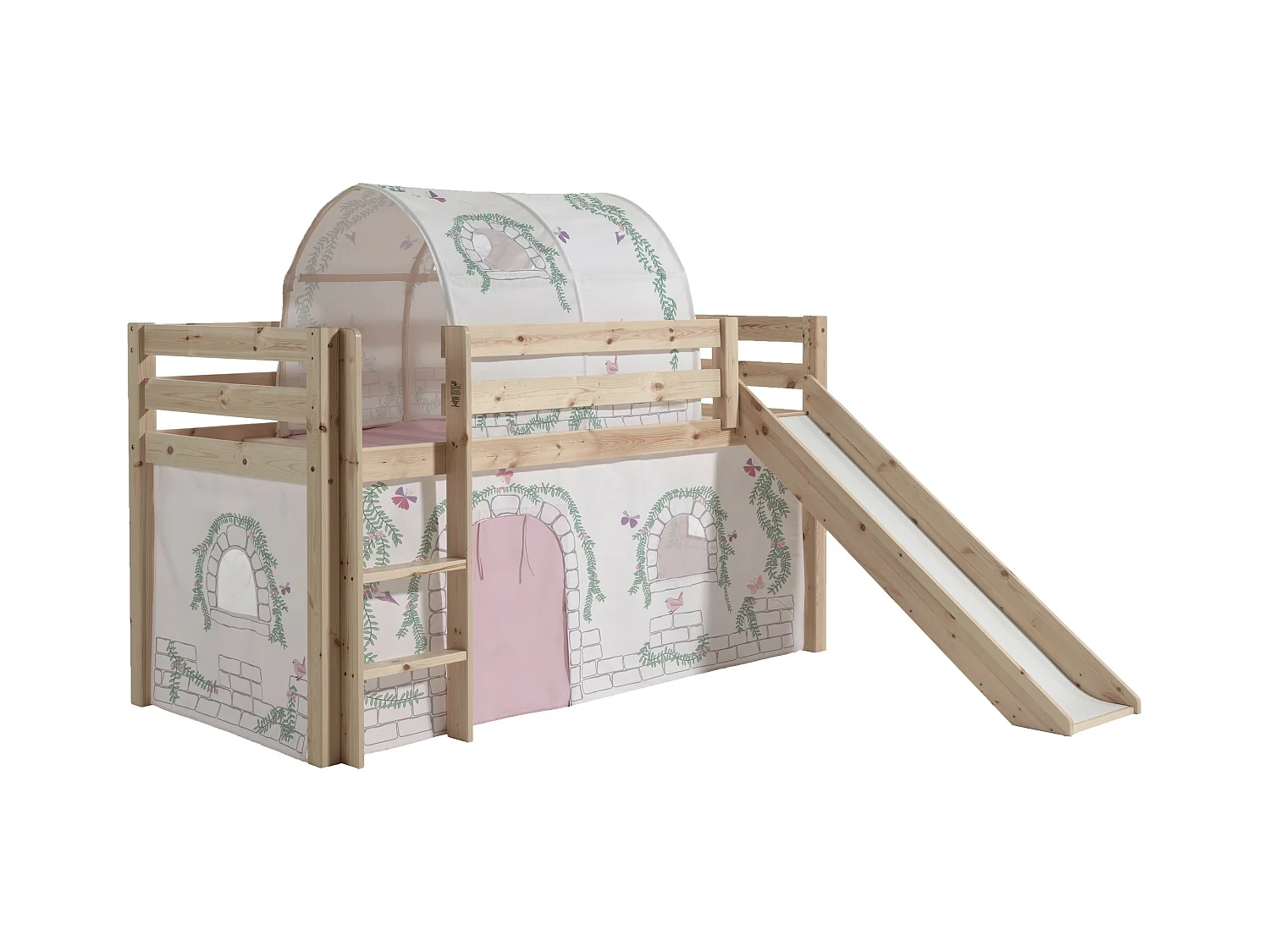 Pack - Lit Enfant Toboggan, Tente & Tunnel "Pino Birdy" Naturel